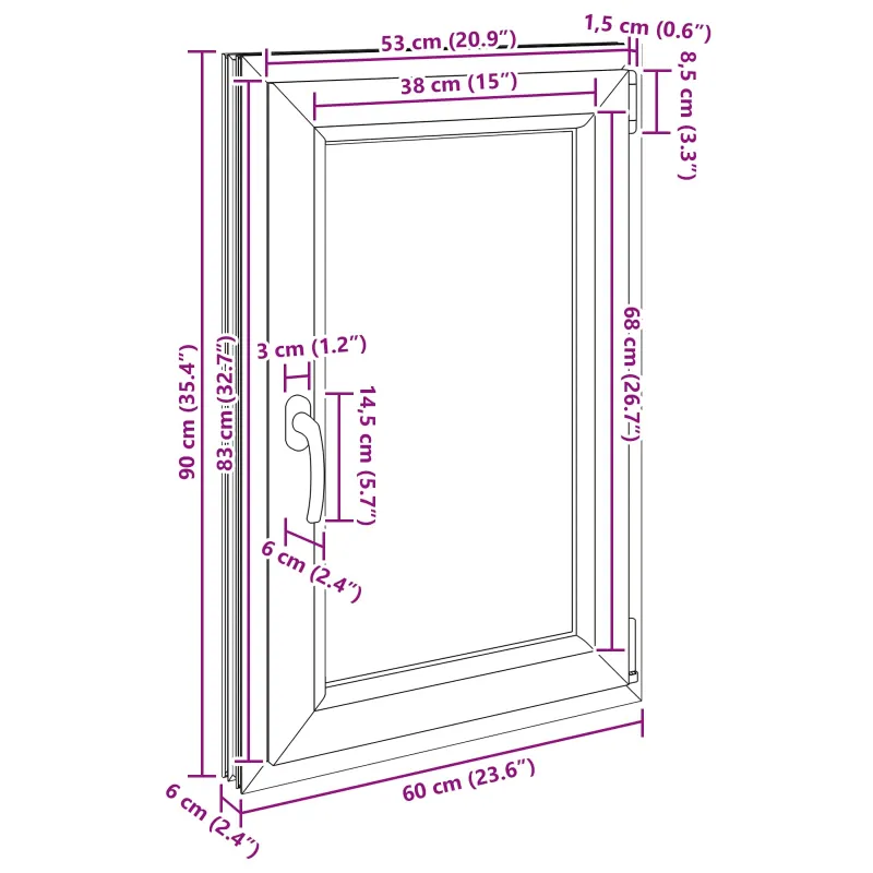 Požeminio lango RISOR 60 x 80 cm PVC ir stiklas Antracito