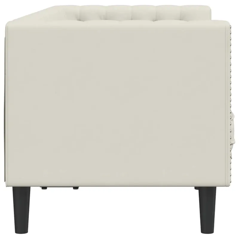 Dvivietė chesterfield sofa su pagalvėlėmis, kreminė, aksomas