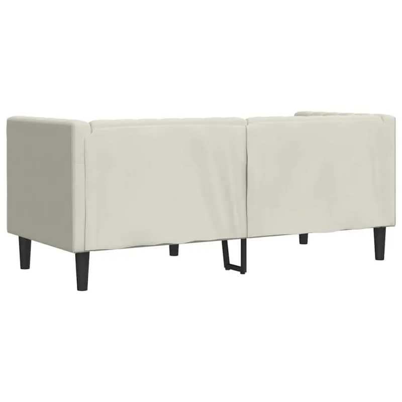 Dvivietė chesterfield sofa su pagalvėlėmis, kreminė, aksomas