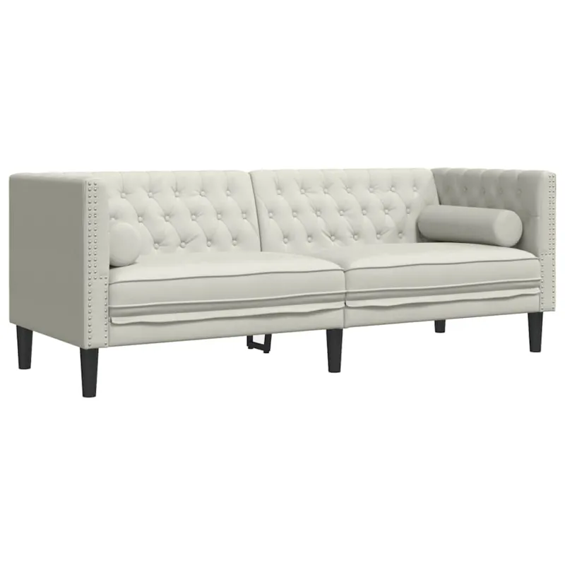 Chesterfield sofų komplektas su pagalvėlėmis, 2 dalių, kreminė