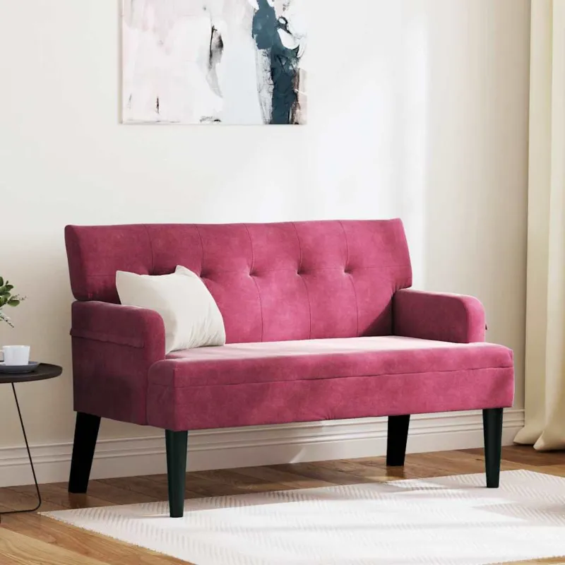 Česterfildo suolas Vyno raudona 112 x 65,5 x 75 cm Aksomas