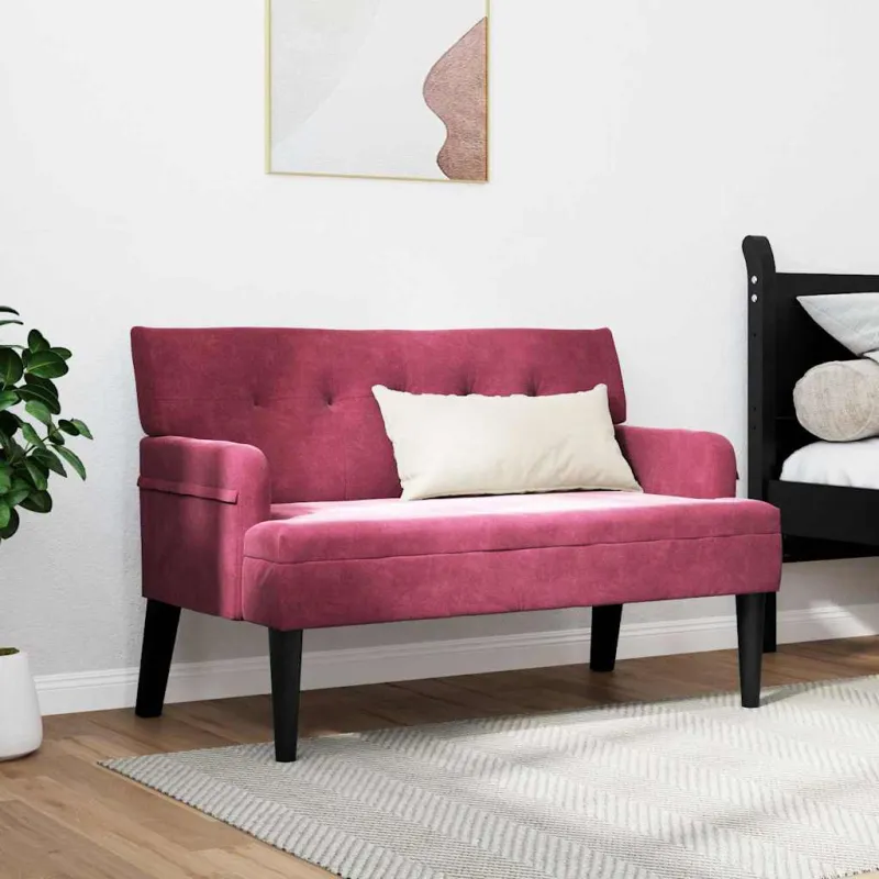 Česterfildo suolas Vyno raudona 112 x 65,5 x 75 cm Aksomas