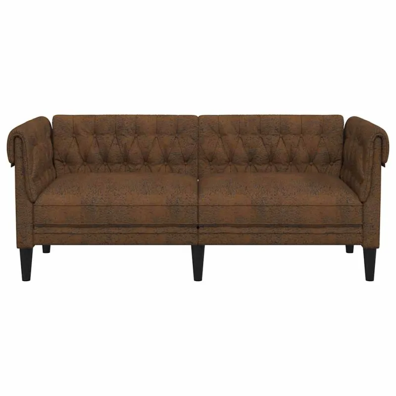 Dvivietė chesterfield sofa, rudos spalvos, audinys