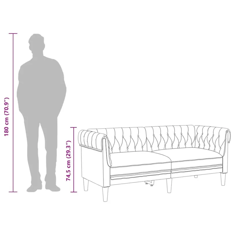 Dvivietė chesterfield sofa, rudos spalvos, audinys
