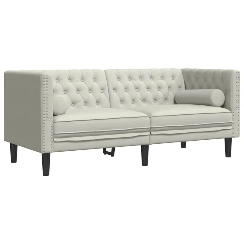 Chesterfield sofų komplektas su pagalvėlėmis, 3 dalių, kreminė