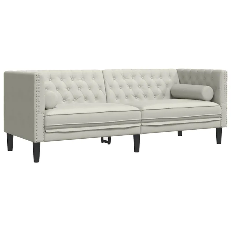 Chesterfield sofų komplektas su pagalvėlėmis, 3 dalių, kreminė