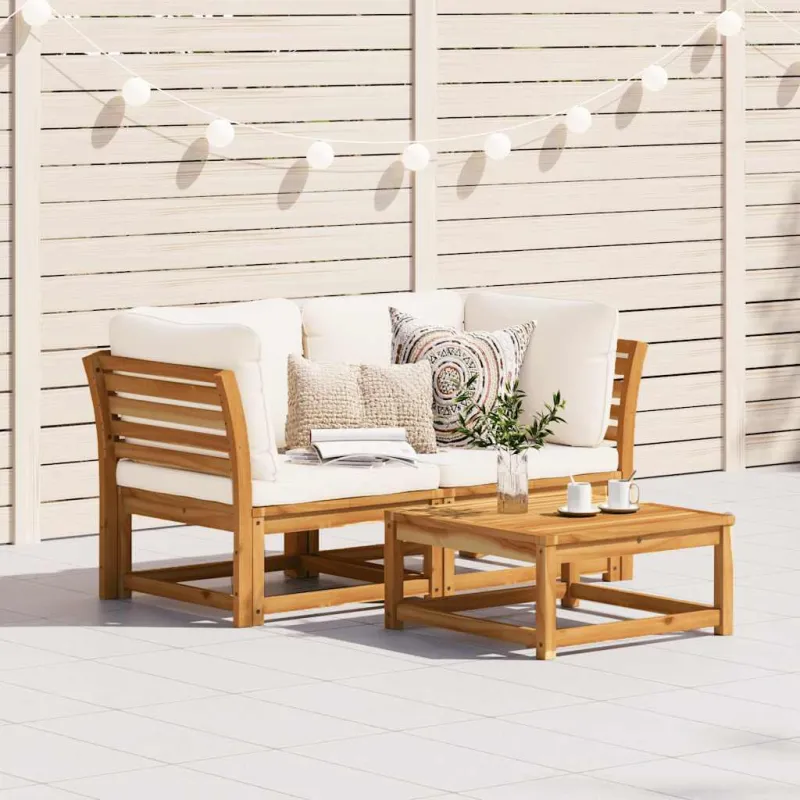 Dvivietė sodo sofa su pagalvėlėmis, akacijos medienos masyvas