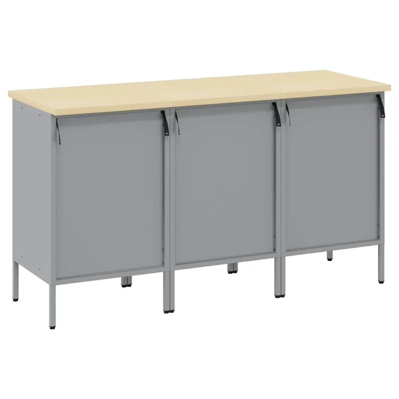 Darbo spinta su stalčių 3 pcs Raudona ir pilka 150 x 55 x 85 cm