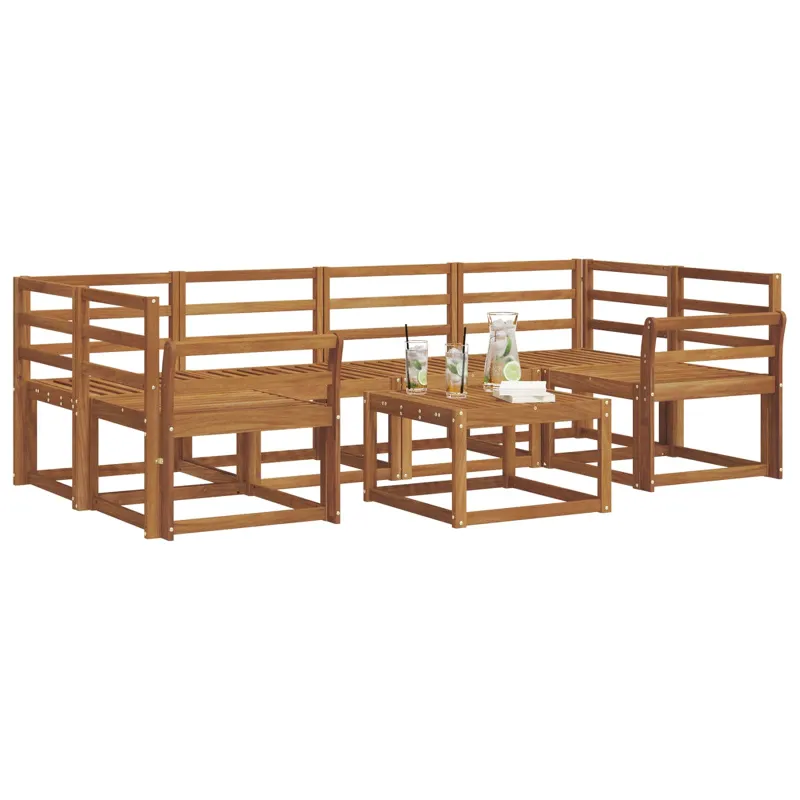 Lauko sofos komplektas 7 pcs Natūrali Kietos akacijos mediena