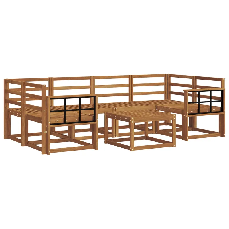 Lauko sofos komplektas 7 pcs Natūrali Kietos akacijos mediena