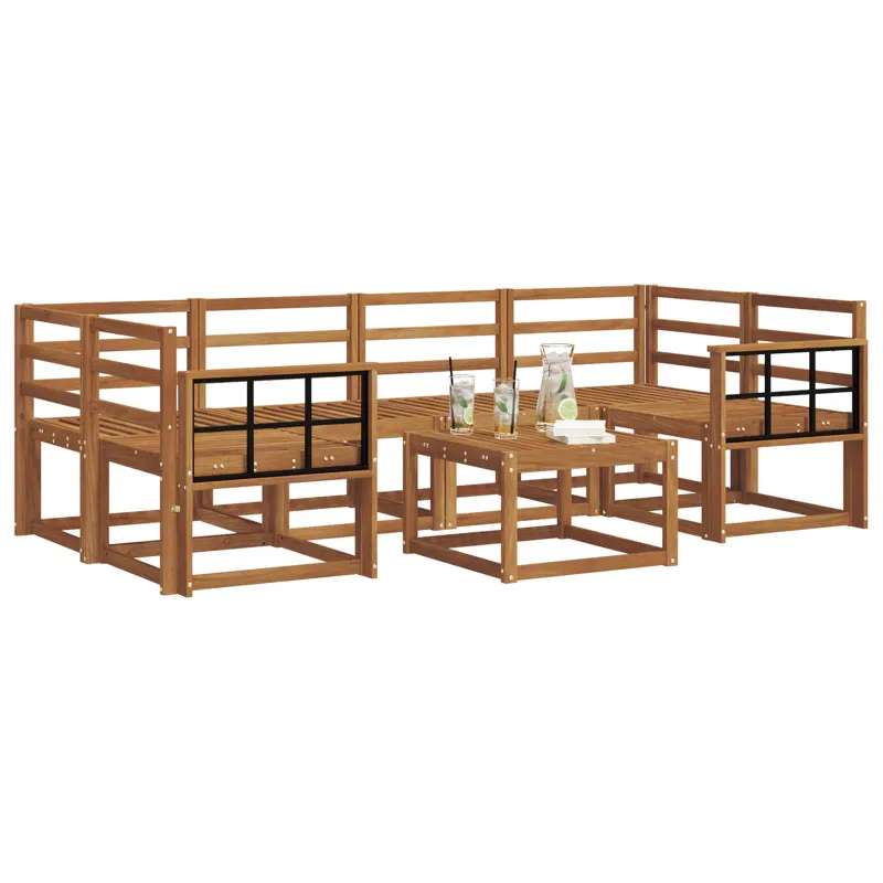 Lauko sofos komplektas 7 pcs Natūrali Kietos akacijos mediena