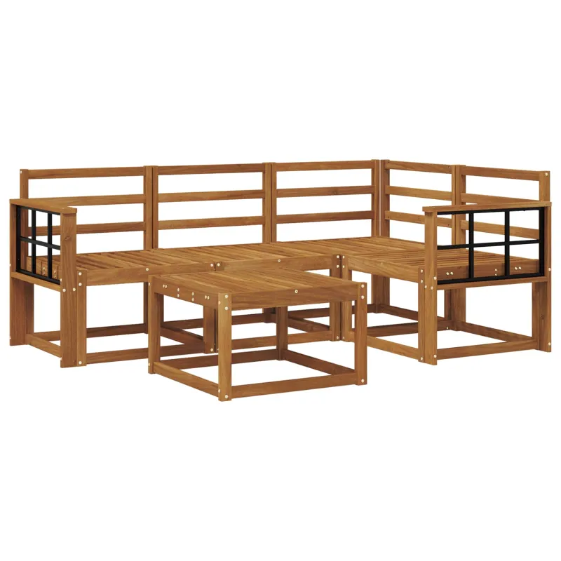 Lauko sofos komplektas 5 pcs Natūrali Kietos akacijos mediena