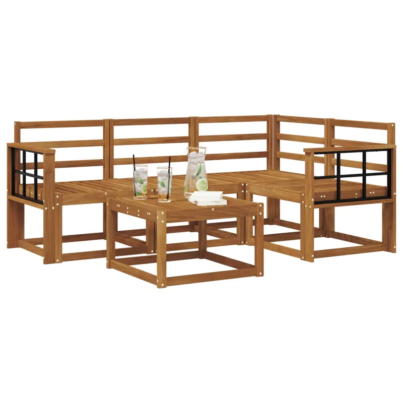 Lauko sofos komplektas 5 pcs Natūrali Kietos akacijos mediena