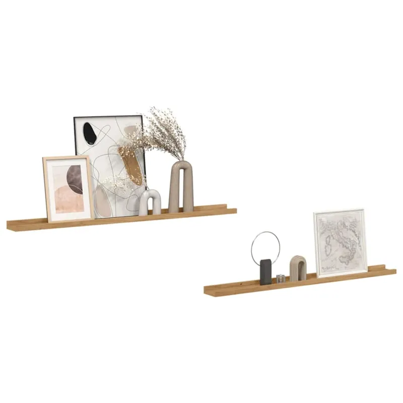 Sieninė lentyna 2 pcs Ruda 100 x 9 x 3 cm Apdirbta mediena