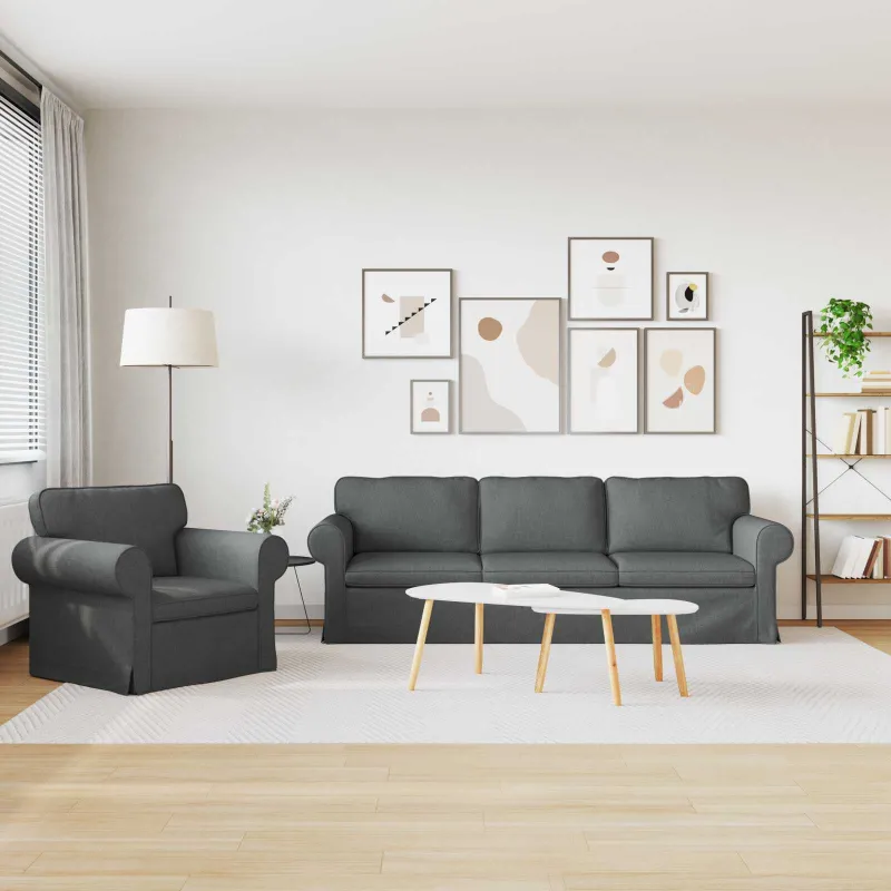 Sofos komplektas 2 pcs Tamsiai pilka 245 x 82 x 80 cm audinys