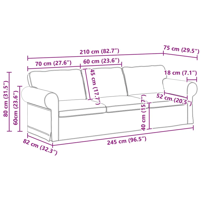 Sofos komplektas 2 pcs Tamsiai pilka 245 x 82 x 80 cm audinys