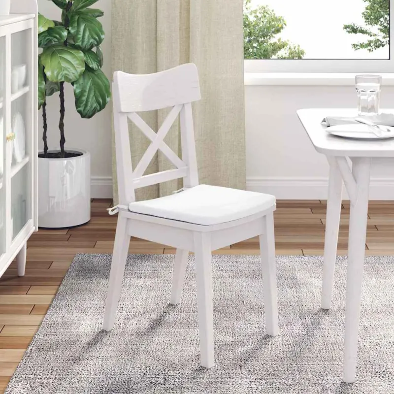 Sėdynių pagalvėlės 4 pcs Balta 40 x 40 x 3 cm audinys