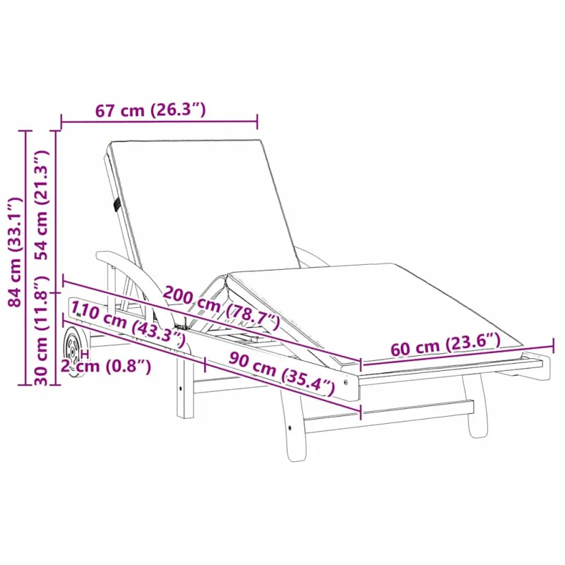 Saulės gultas 2 pcs Tortora 200 x 67 x 84 cm