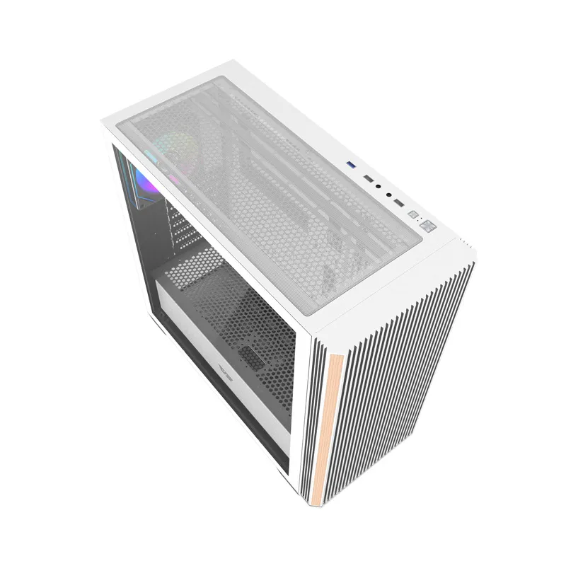 Darkflash DS900WS tietokonekotelo (valkoinen) + 4 ARGB-tuulettimen paketti, yhteensopiva yleisiin kokoonpanoihin