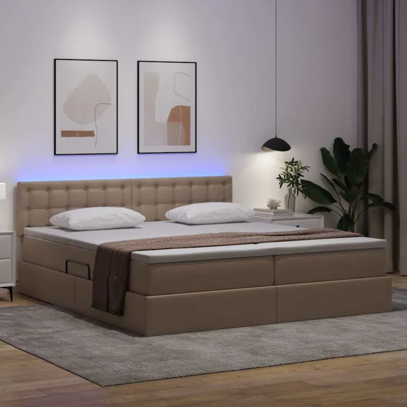 Lova su daiktų laikymo vieta ir LED Kapučino 200 x 200 cm