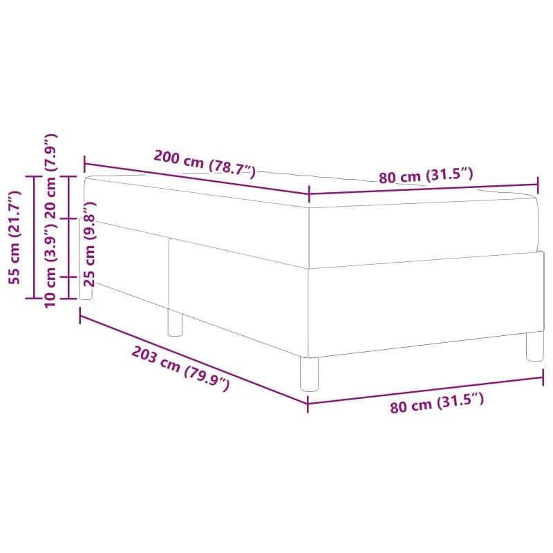 Lovos rėmas su čiužiniu Pilka 80 x 200 cm audinys