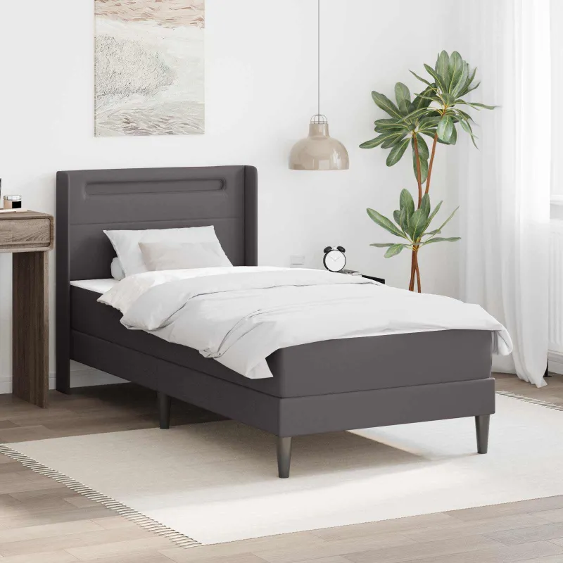 Lovos rėmas su čiužiniu Pilka 80 x 200 cm Dirbtinė oda