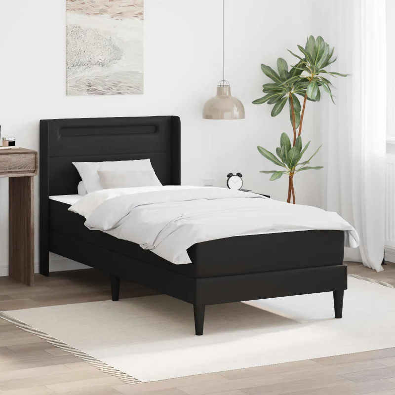 Lovos rėmas su čiužiniu Juoda 80 x 200 cm Dirbtinė oda