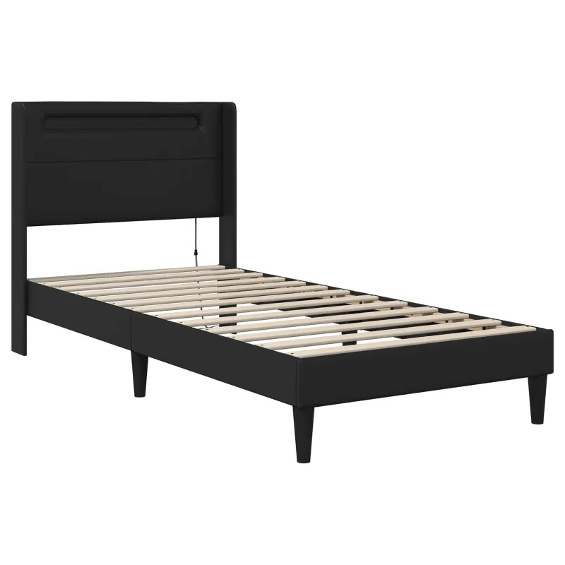 Lovos rėmas su čiužiniu Juoda 80 x 200 cm Dirbtinė oda
