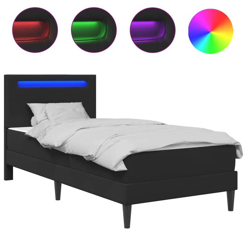 Lovos rėmas su LED juostelėmis Juoda 80 x 200 cm Dirbtinė oda