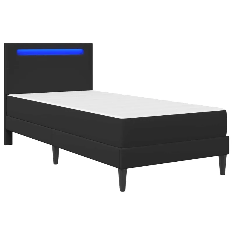 Lovos rėmas su LED juostelėmis Juoda 80 x 200 cm Dirbtinė oda