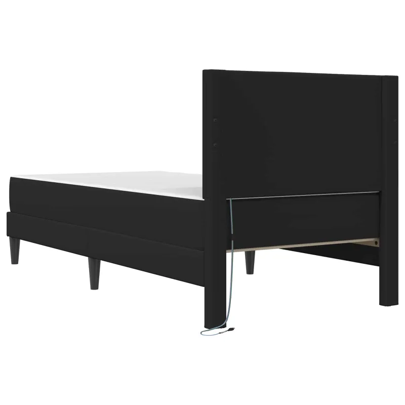 Lovos rėmas su LED juostelėmis Juoda 80 x 200 cm Dirbtinė oda