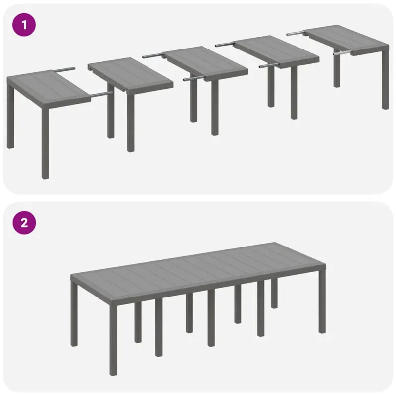 Sodo stalas Šviesiai pilka 250 x 100 x 73 cm poliratanas