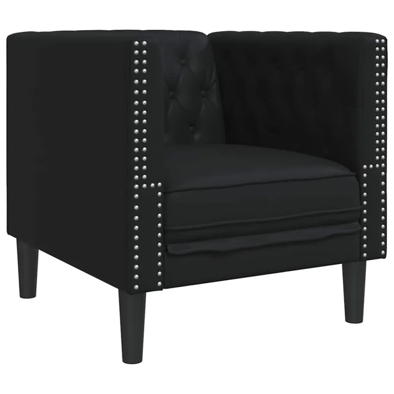 Svetainės sofa 3 vnt. Juoda Dirbtinė oda