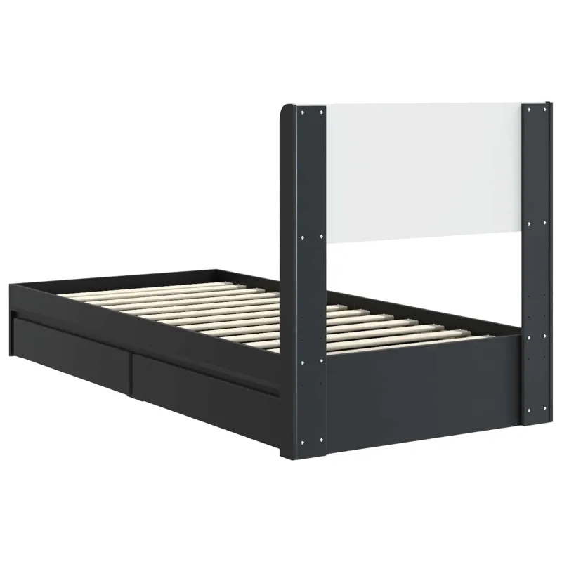 Lovos rėmas su saugojimu ir nugara Juoda 100 x 200 cm