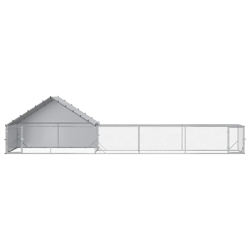 Vištidė su stogu ir kiemu 2 vnt. Sidabrinė 8 x 2 x 1,9 m