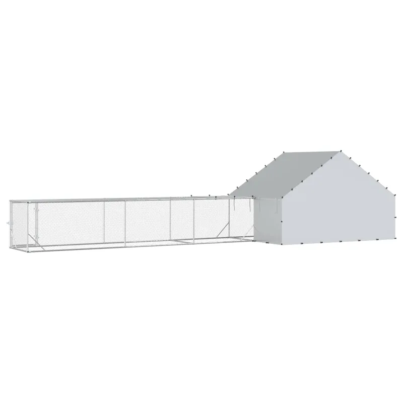 Vištidė su stogu ir kiemu 2 vnt. Sidabrinė 8 x 2 x 1,9 m