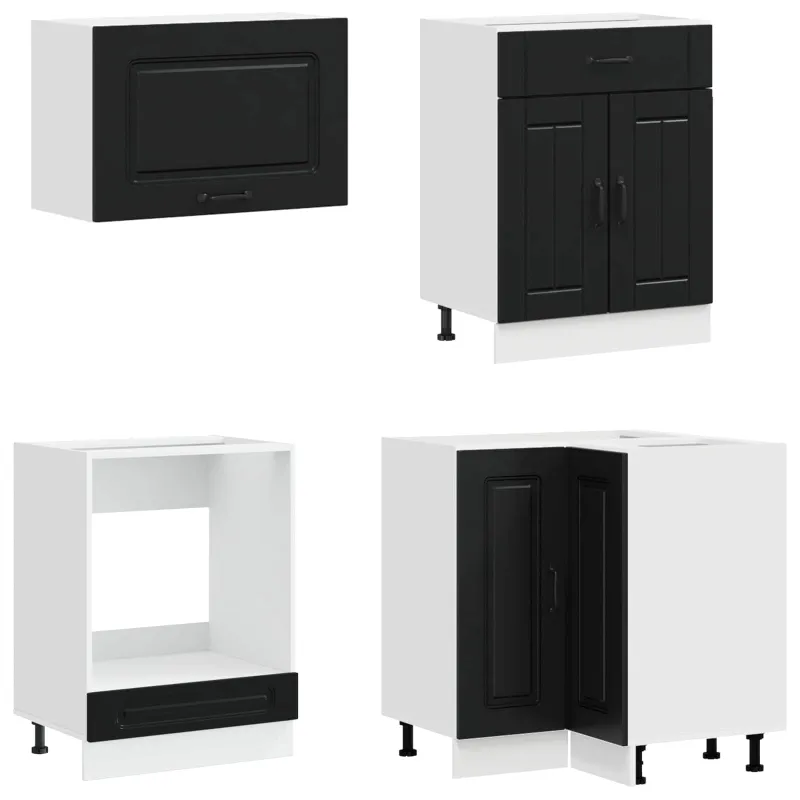 Virtuvės vienetas KALMAR 8 vnt. Juoda Apdirbta mediena
