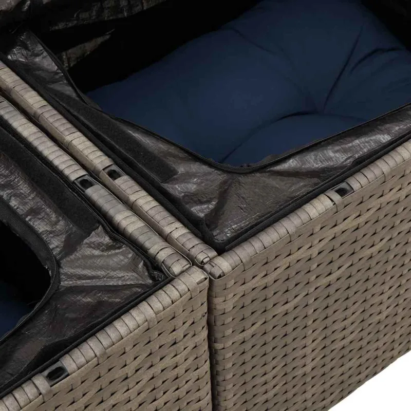 Sodo sohvaryhmä säilytystilalla 6 osaa, harmaa polyrottinki