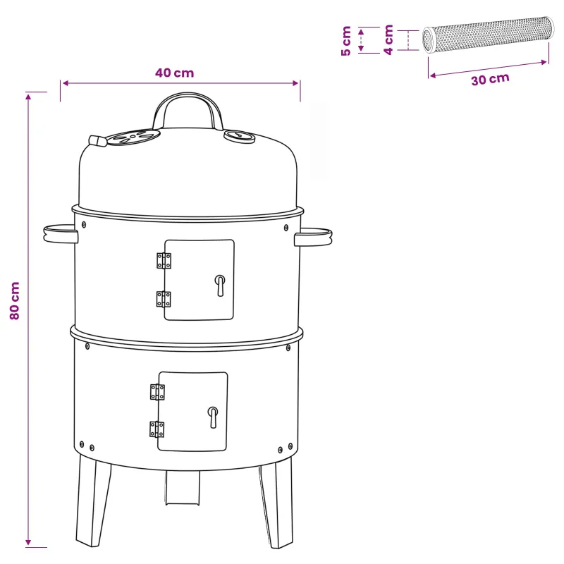 Lauko grilis Ø 40 x 80 cm Plienas Juoda