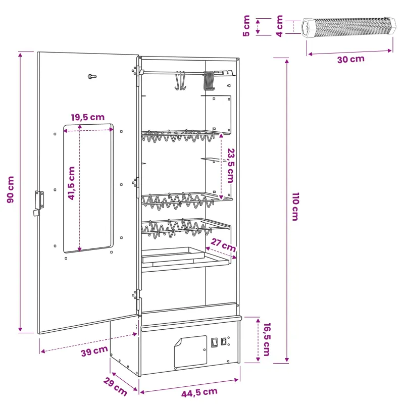 Rūkykla 3 vnt. 44,5 x 29 x 110 cm Galvanizuotas plienas
