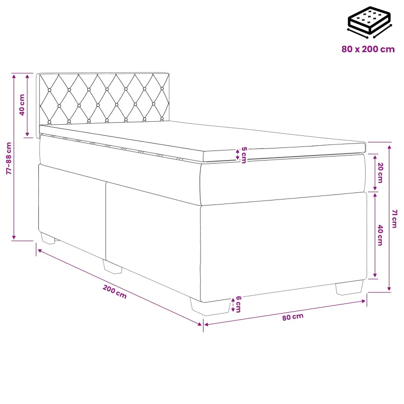 Lova su čiužiniu ir LED apšvietimu Rožinė 80 x 200 cm Aksomas