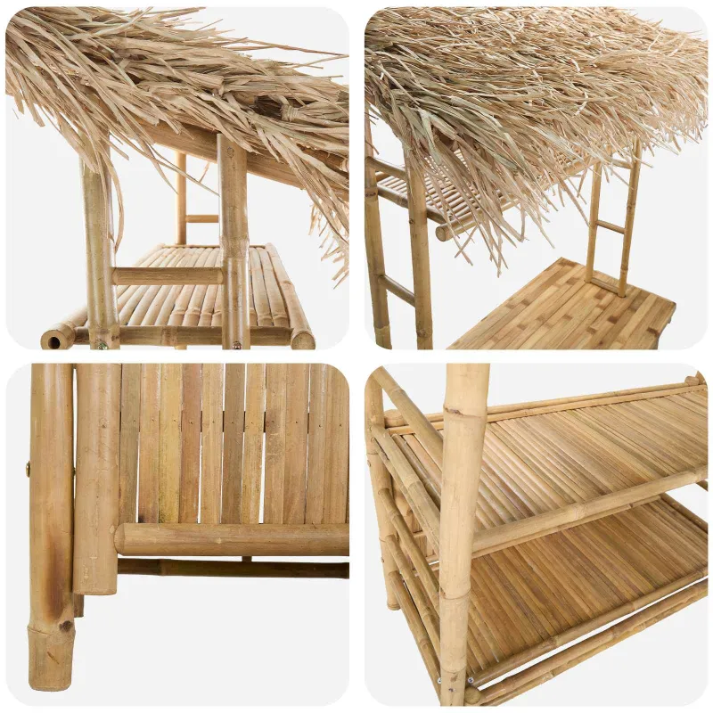 Lauko baaripöytä Bambukas, luonnollinen 110 x 50 x 209 cm