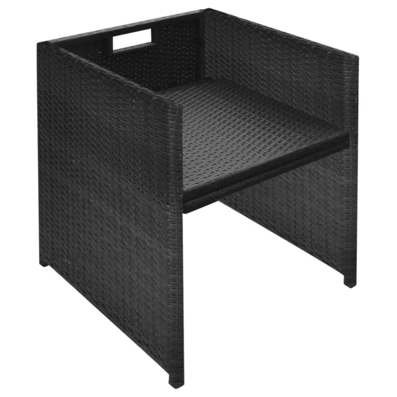 Bistro-Setti tyynyillä, 3D, musta, polyrattana