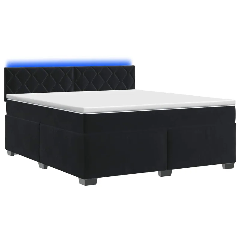 Lova su čiužiniu ir LED apšvietimu Juoda 140 x 200 cm Aksomas