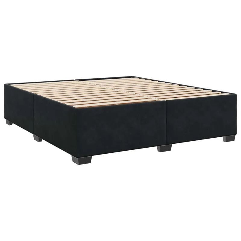 Lova su čiužiniu ir LED apšvietimu Juoda 200 x 200 cm Aksomas