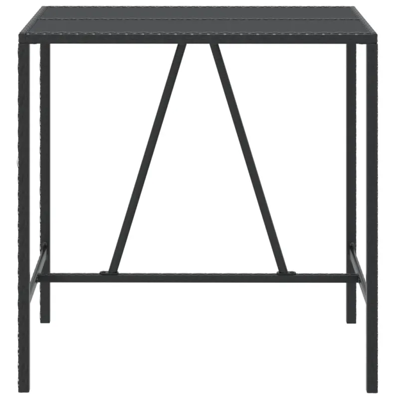 Lasipintainen pöytä, musta, 110x70x110cm, rattan