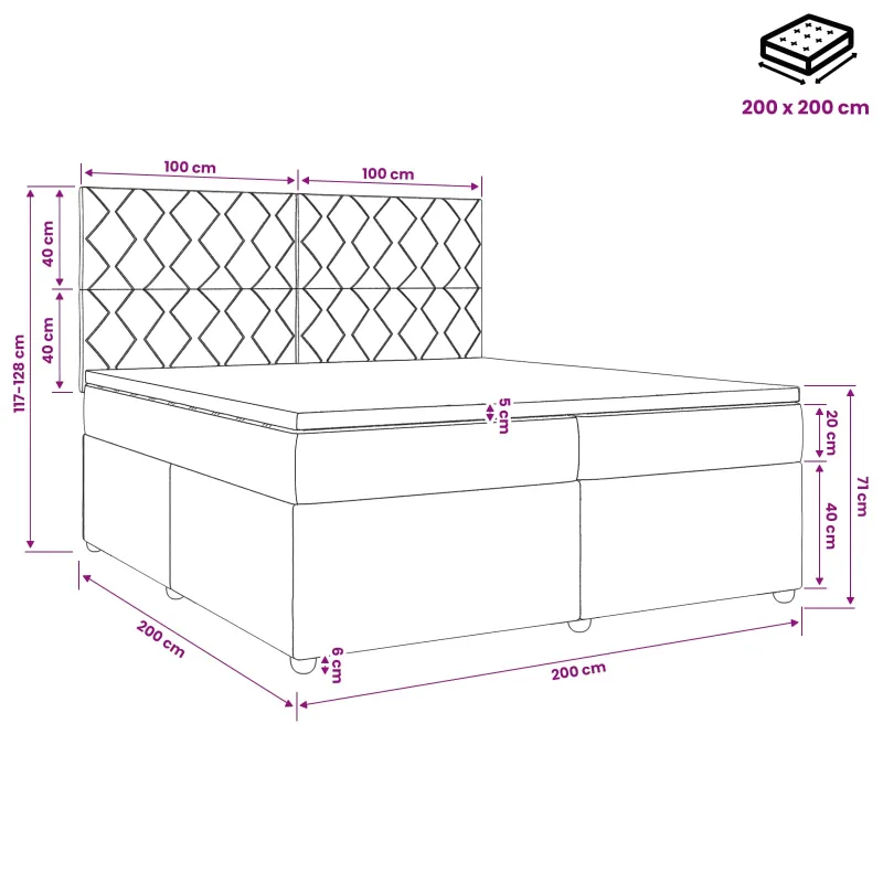 LED lovos čiužinys su LED apšvietimu Mėlyna 200 x 200 cm