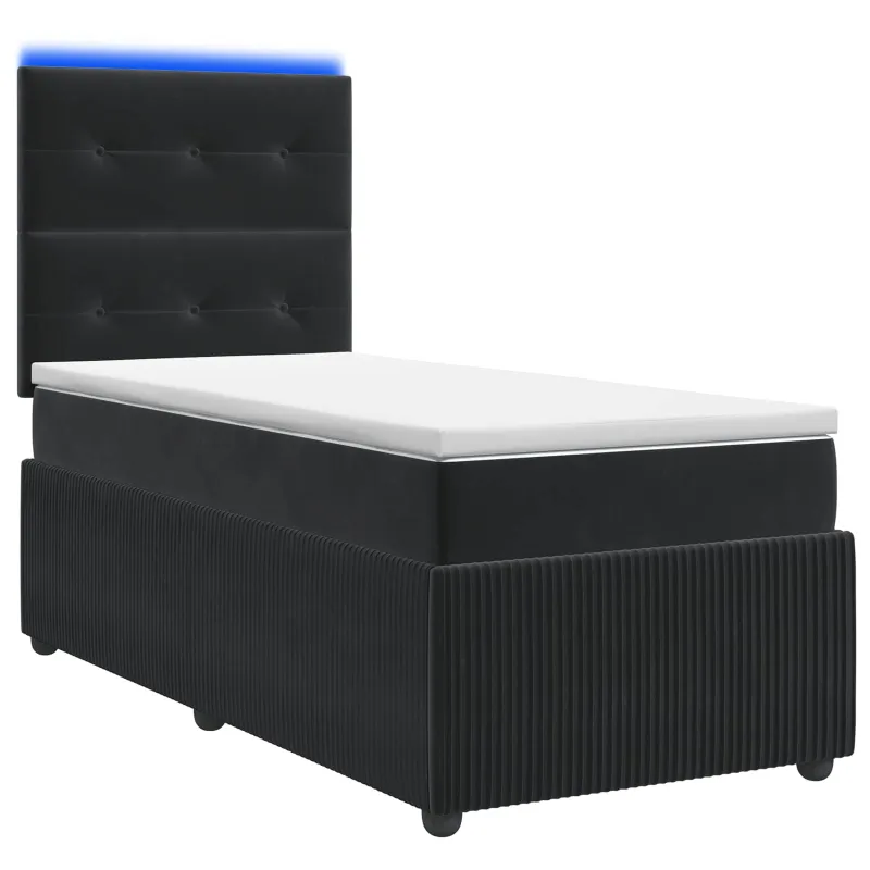 LED lovos čiužinys su LED apšvietimu Juoda 90 x 190 cm Aksomas