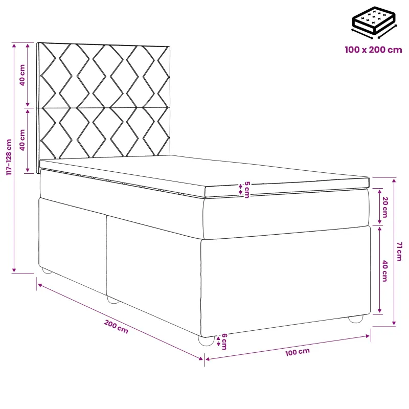 LED lovos čiužinys su LED apšvietimu Mėlyna 100 x 200 cm