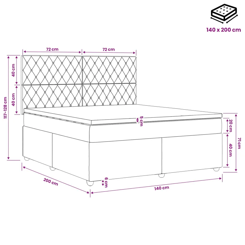 LED lovos čiužinys su LED apšvietimu Mėlyna 140 x 200 cm